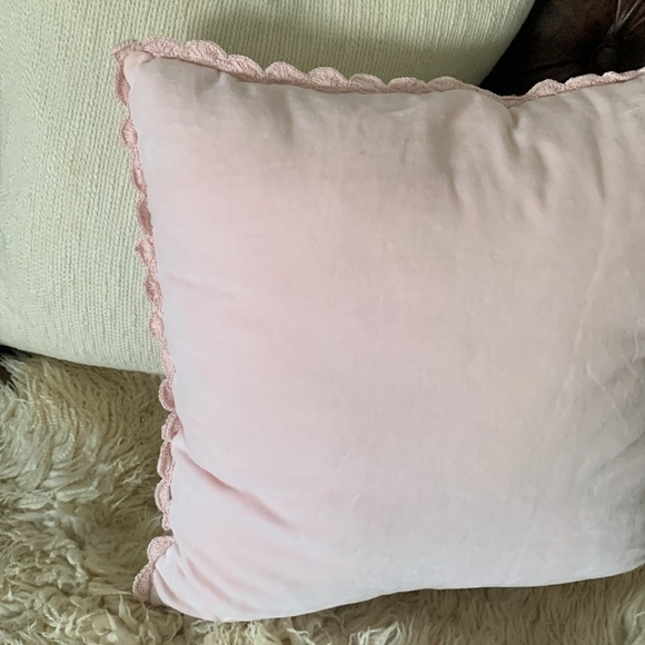 Spring is here embroidered velvet linen blnd decorative pillow accent pink white - Picture 3 of 7